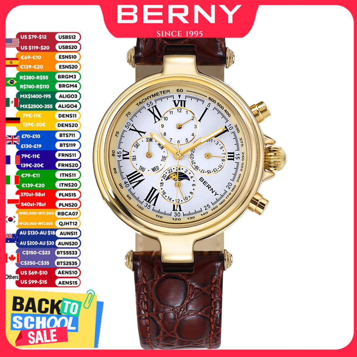 Seiko Watch Presage - BERNY Orologio da uomo automatico retrò