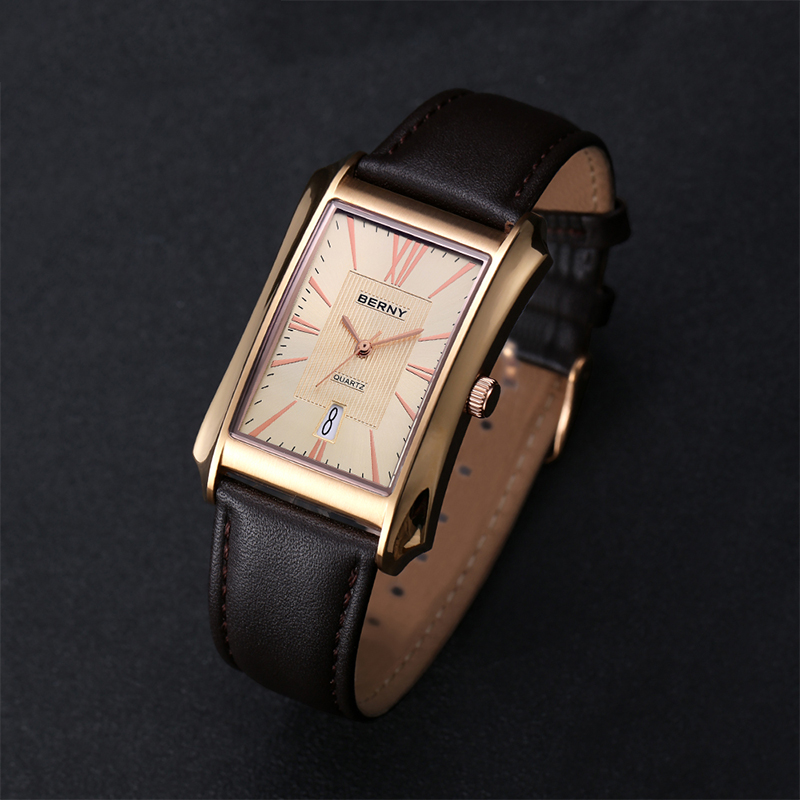 BERNY Men rettangolo orologio  - Leather Watch Band Men recensione e prezzo