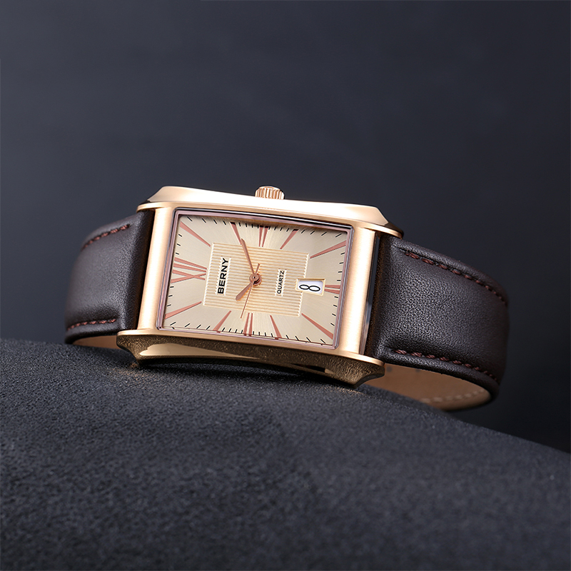 BERNY Men rettangolo orologio  - Leather Watch Band Men recensione e prezzo