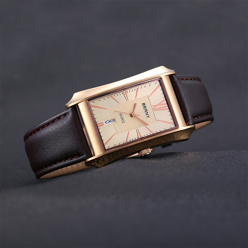 BERNY Men rettangolo orologio  - Leather Watch Band Men recensione e prezzo