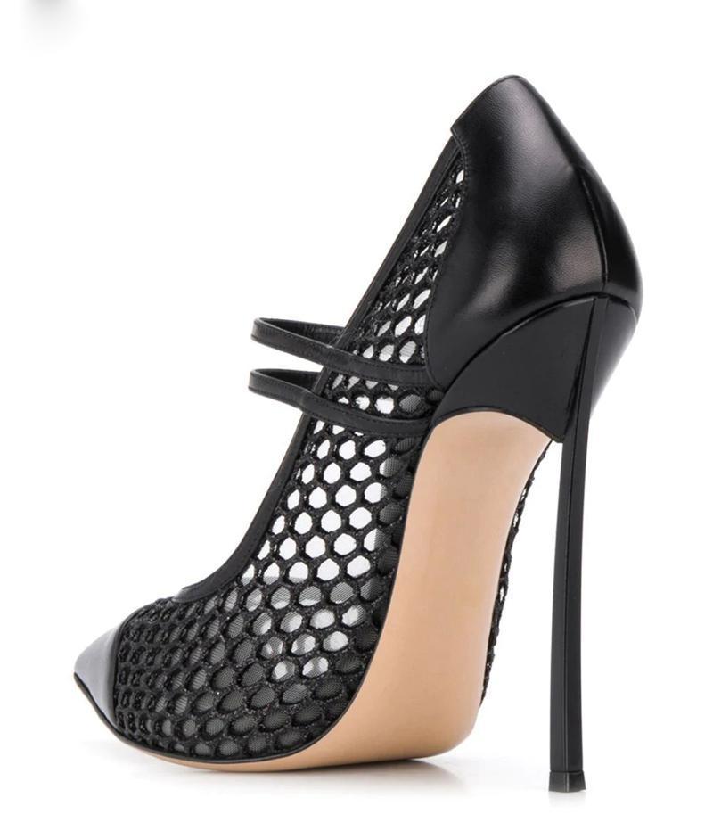 Sexy Mesh Patchwork Punta a pu - Mesh Strap Metal recensione e prezzo